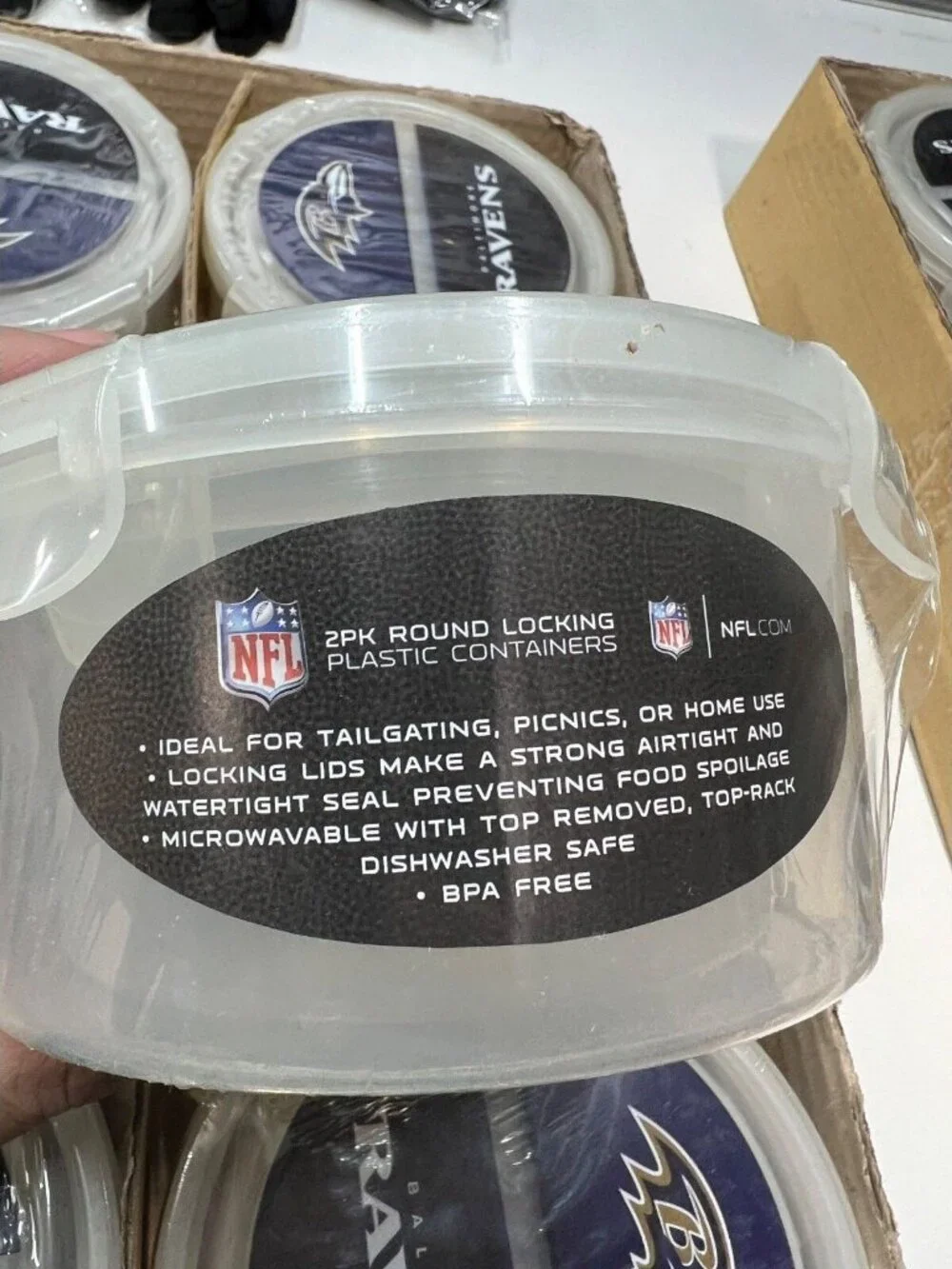 Baltimore Ravens 4-Pack Food Containers with Locking Lids Tailgating & Parties